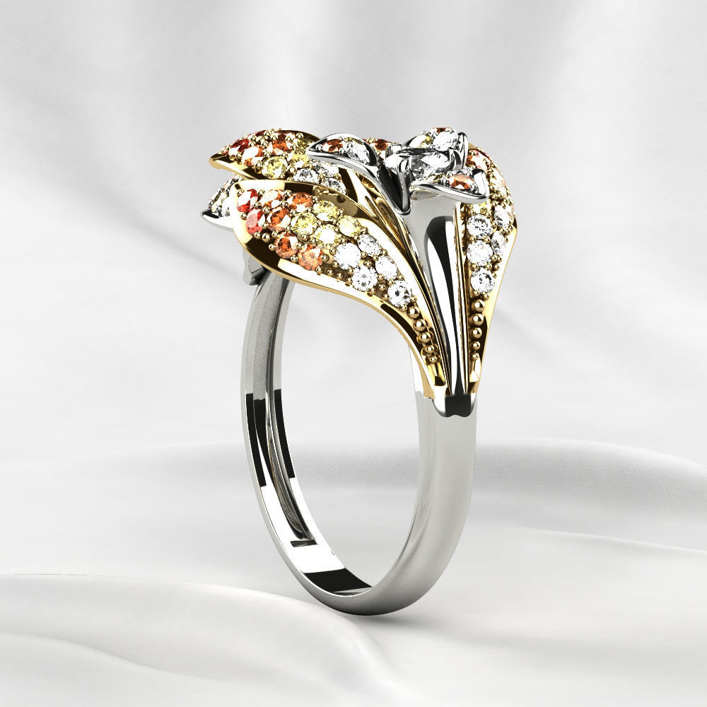 Beautiful Gold Ring with Diamonds 3D print model_11
