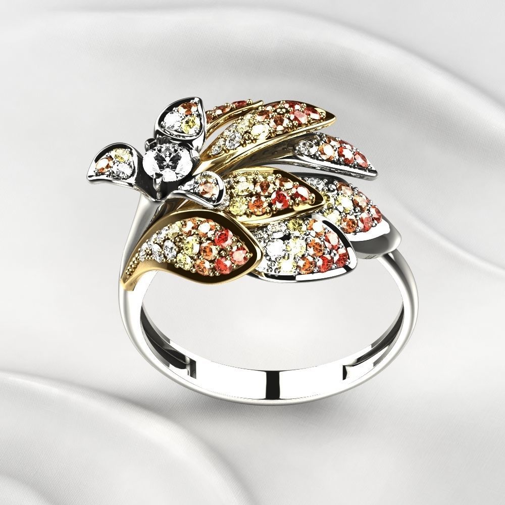 Beautiful Gold Ring with Diamonds 3D print model_9