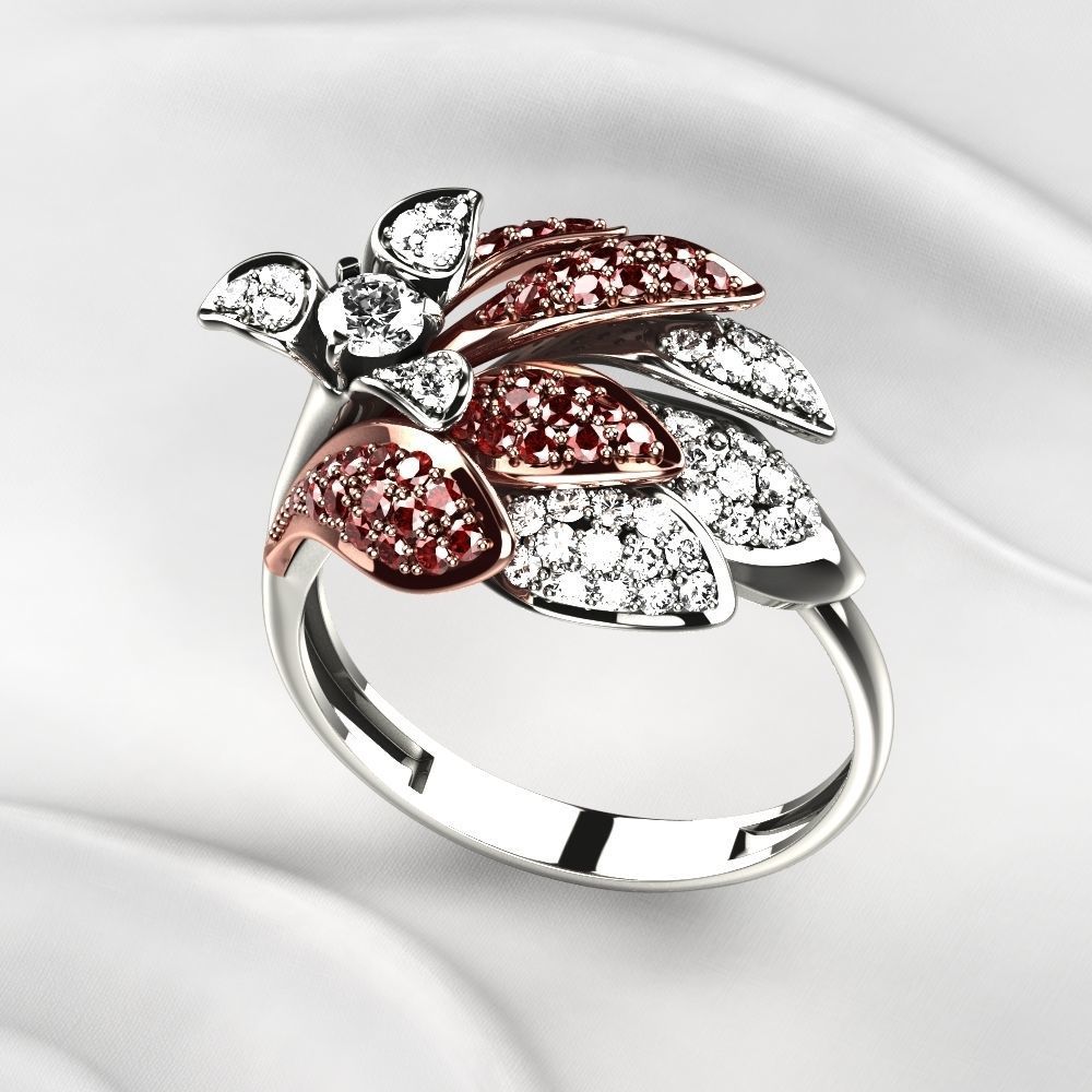 Beautiful Gold Ring with Diamonds 3D print model_4