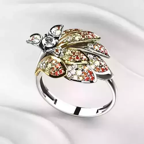 Beautiful Gold Ring with Diamonds 3D print model