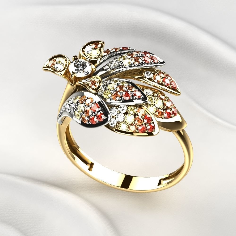 Beautiful Gold Ring with Diamonds 3D print model_5