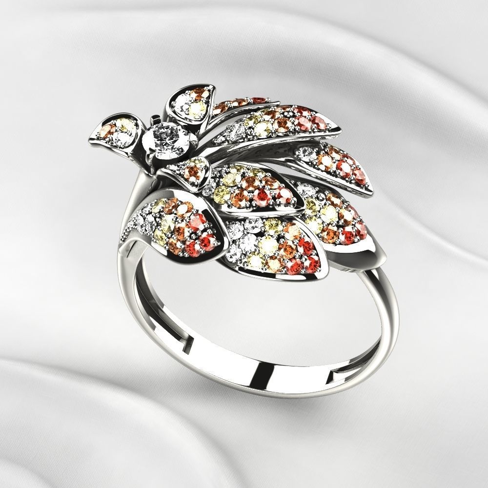 Beautiful Gold Ring with Diamonds 3D print model_6