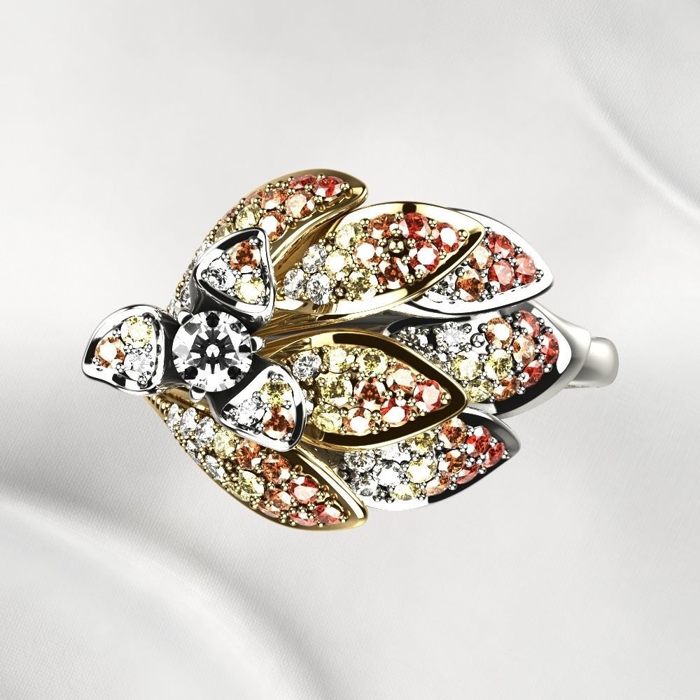 Beautiful Gold Ring with Diamonds 3D print model_10