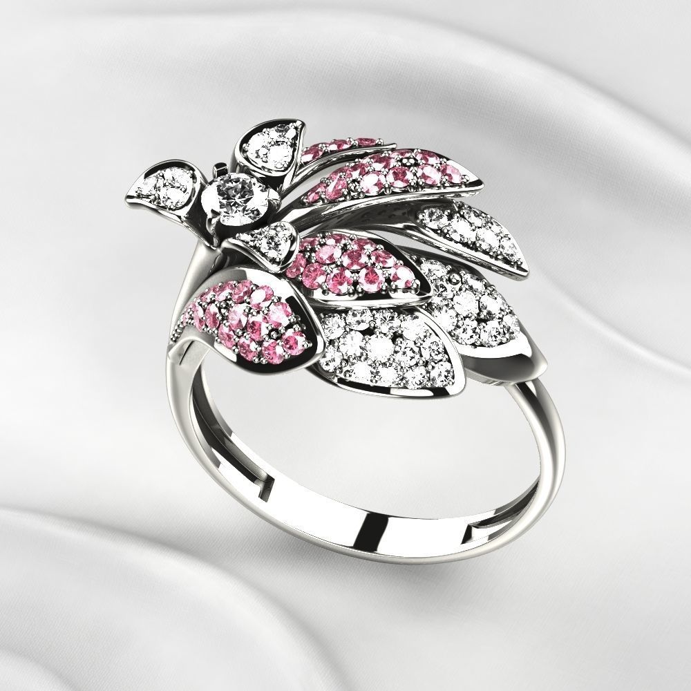 Beautiful Gold Ring with Diamonds 3D print model_8