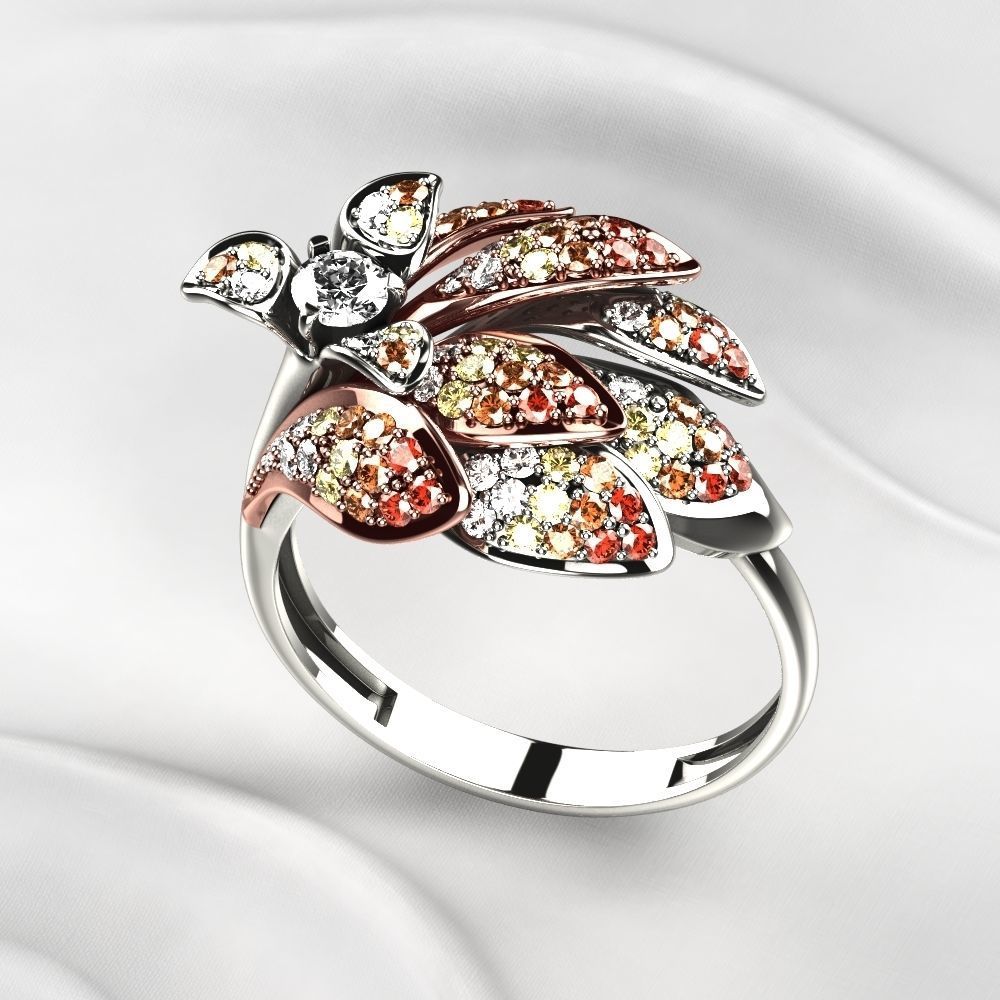 Beautiful Gold Ring with Diamonds 3D print model_3