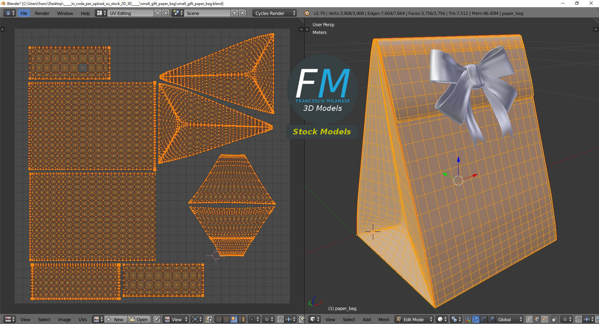 Small gift paper bag 3D model_10