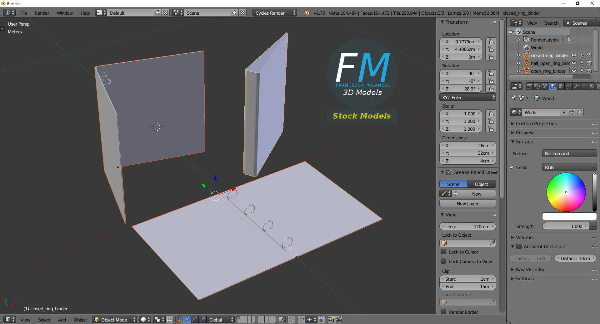 Ring binders 3D model_9