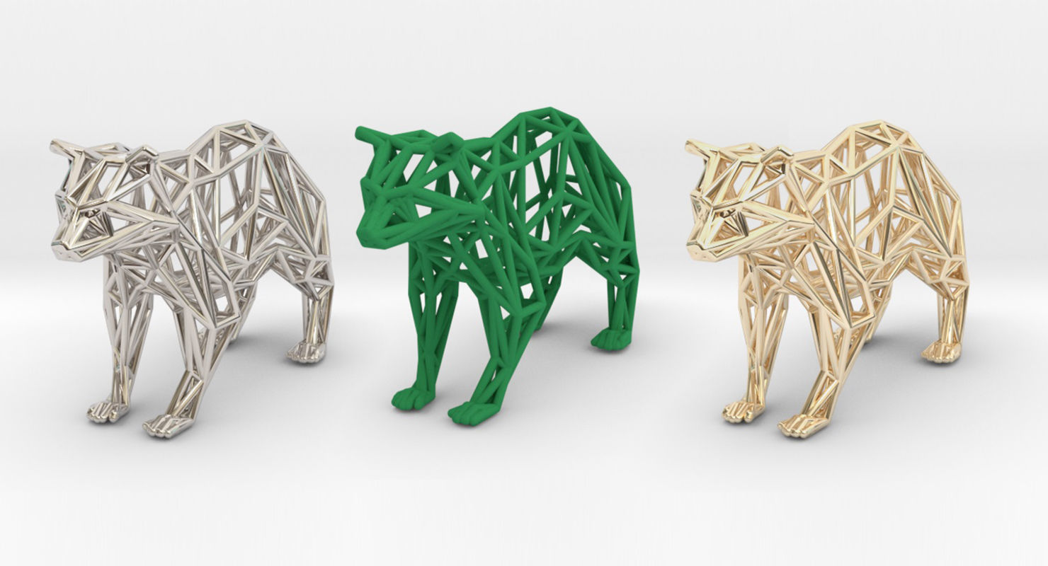 Racoon triangular sculpture 3D print model_5