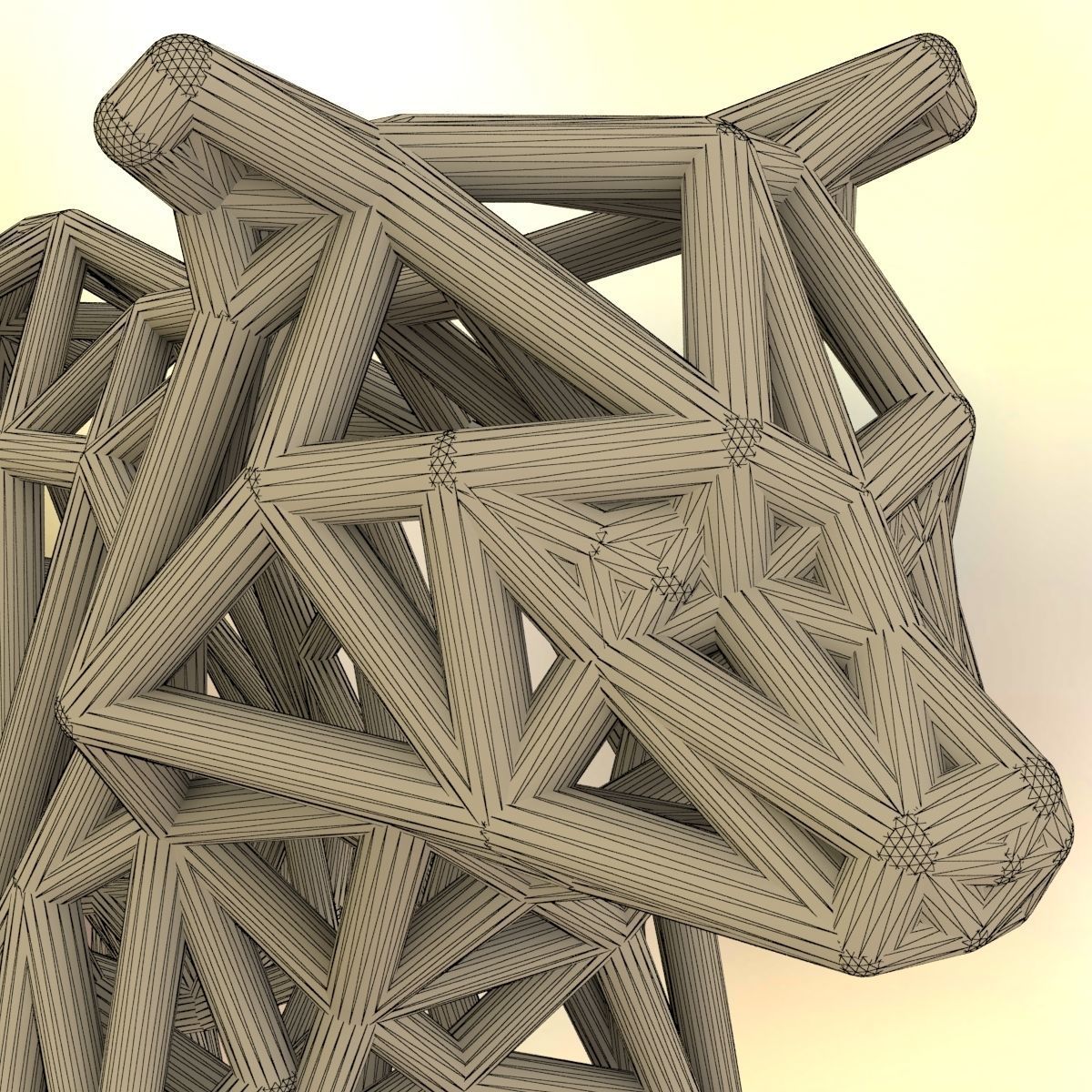 Racoon triangular sculpture 3D print model_11