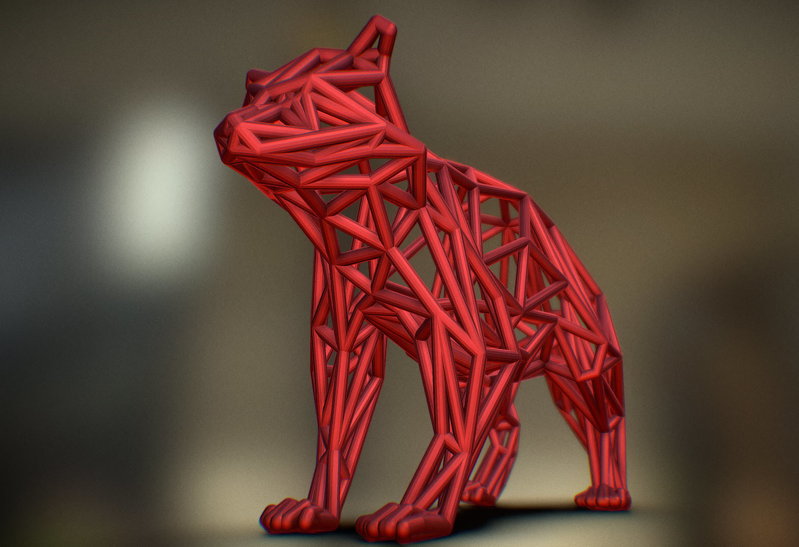 Racoon triangular sculpture 3D print model_21