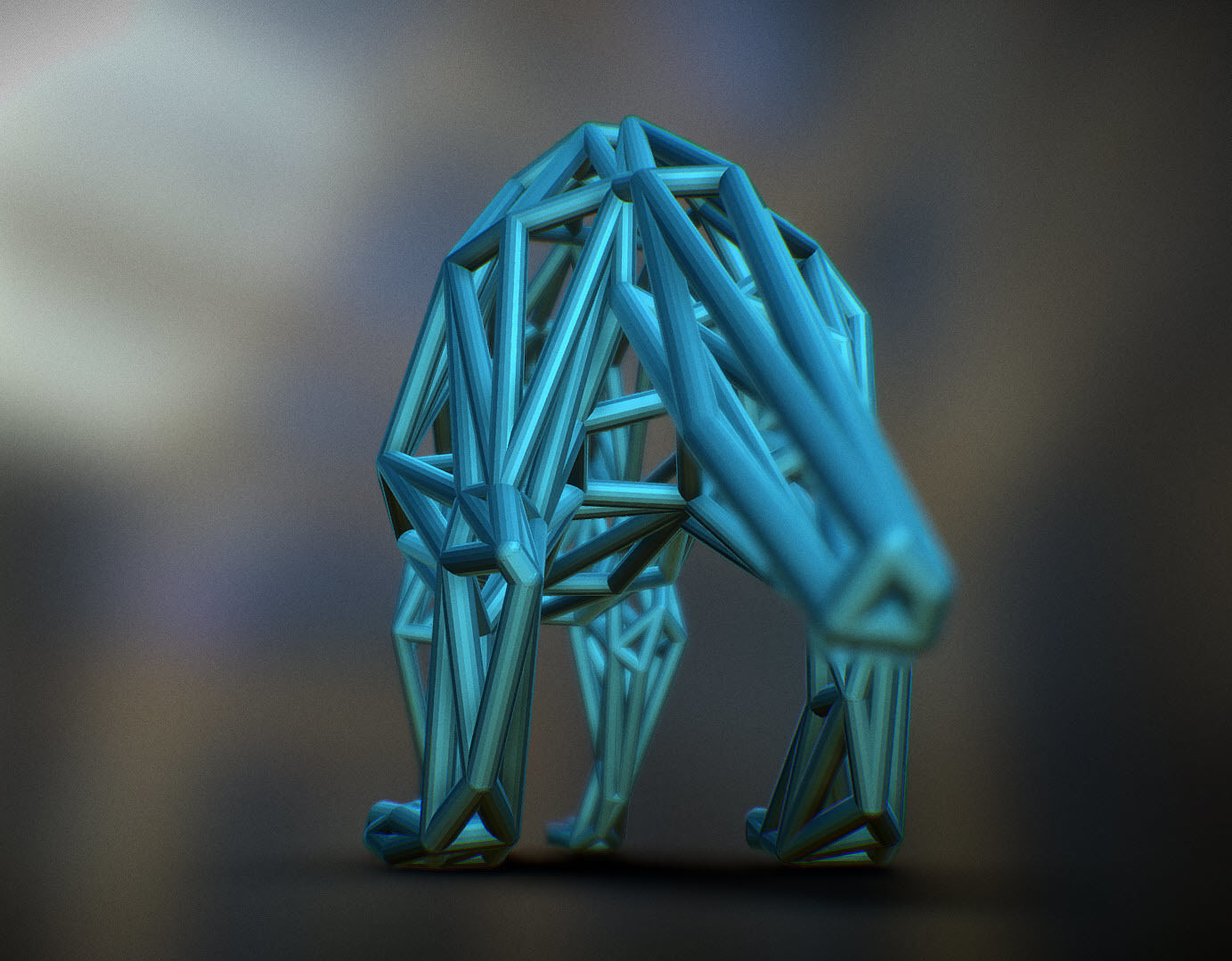 Racoon triangular sculpture 3D print model_15