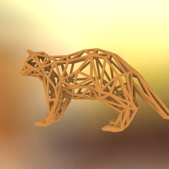 Racoon triangular sculpture 3D print model_45