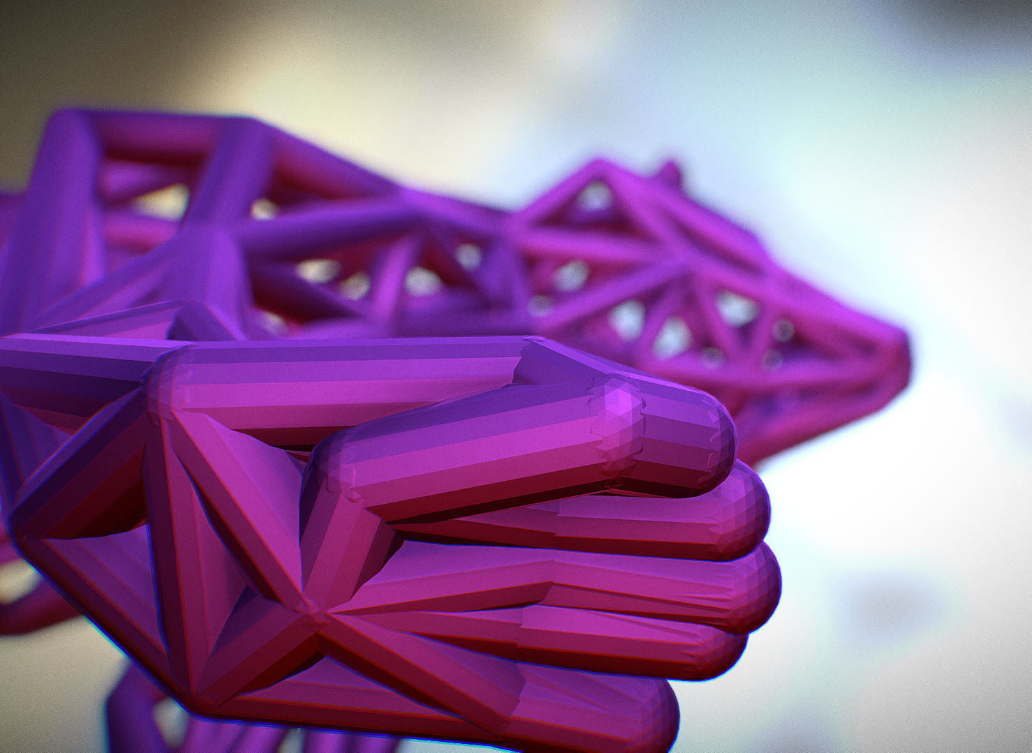 Racoon triangular sculpture 3D print model_19