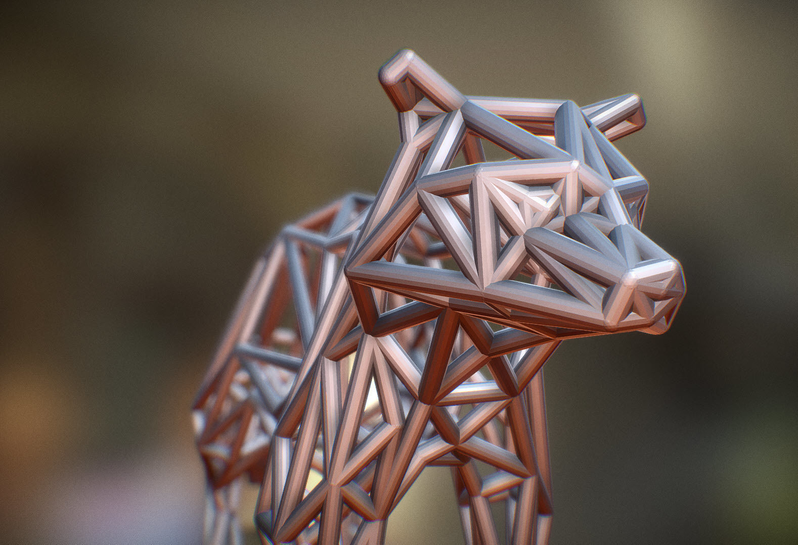 Racoon triangular sculpture 3D print model_23