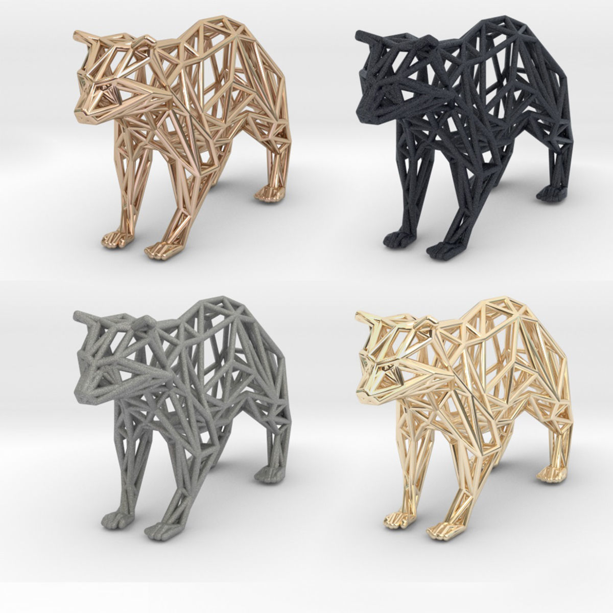 Racoon triangular sculpture 3D print model_6