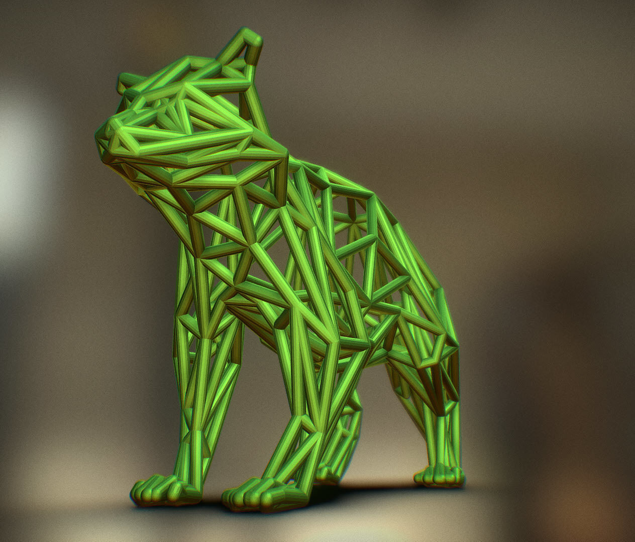 Racoon triangular sculpture 3D print model_13