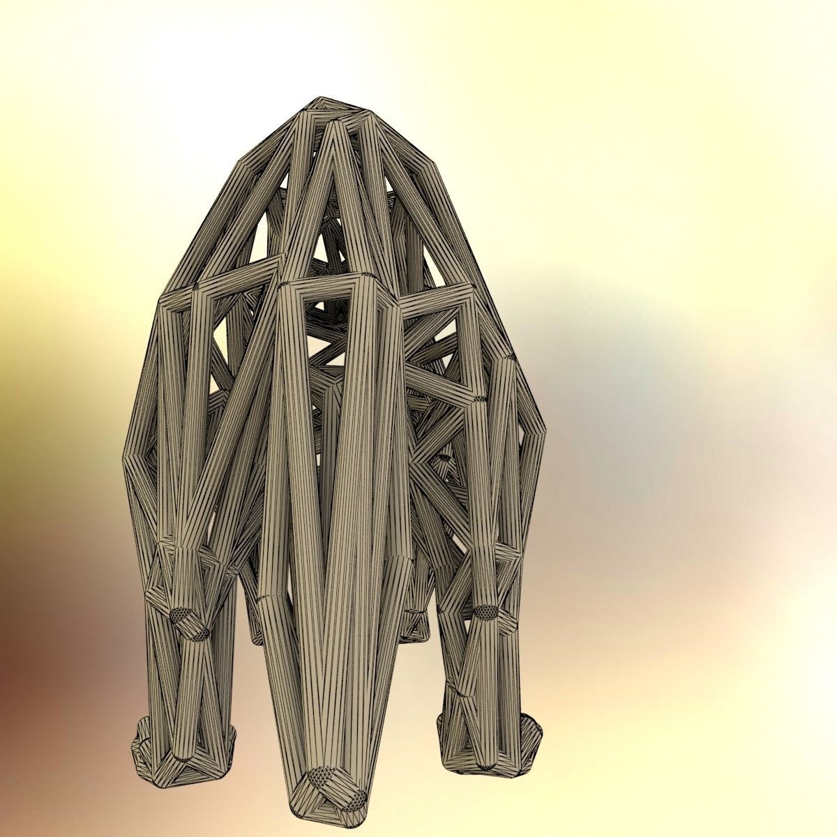 Racoon triangular sculpture 3D print model_9