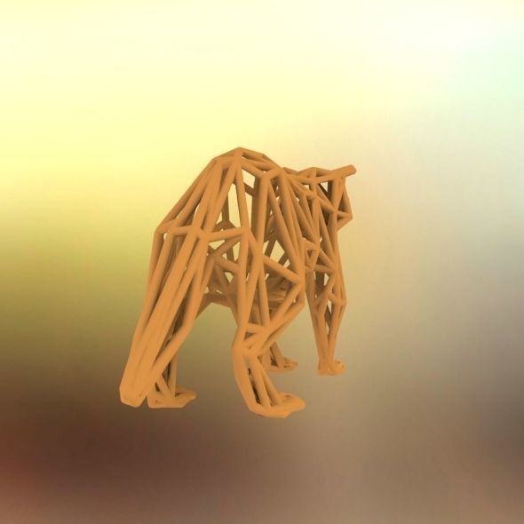 Racoon triangular sculpture 3D print model_39