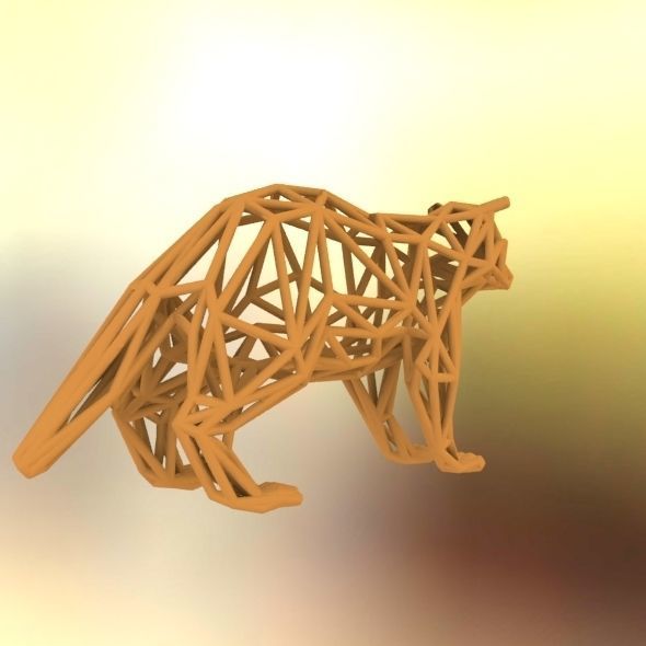 Racoon triangular sculpture 3D print model_37