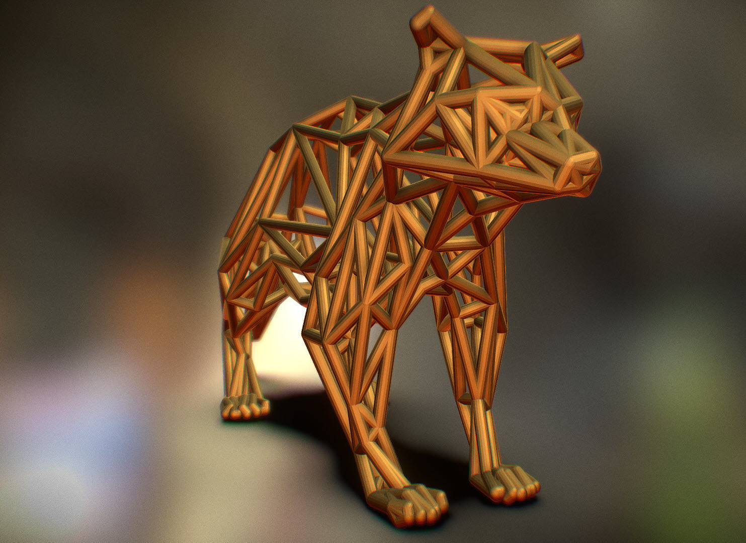 Racoon triangular sculpture 3D print model_12