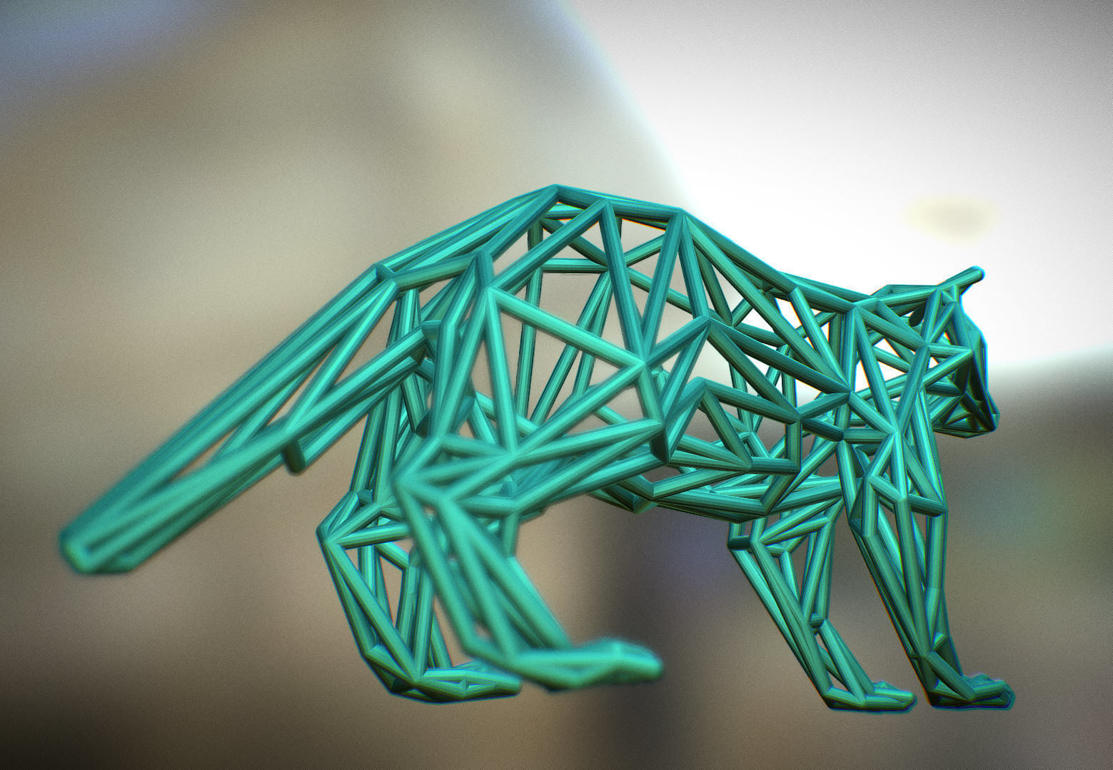 Racoon triangular sculpture 3D print model_14