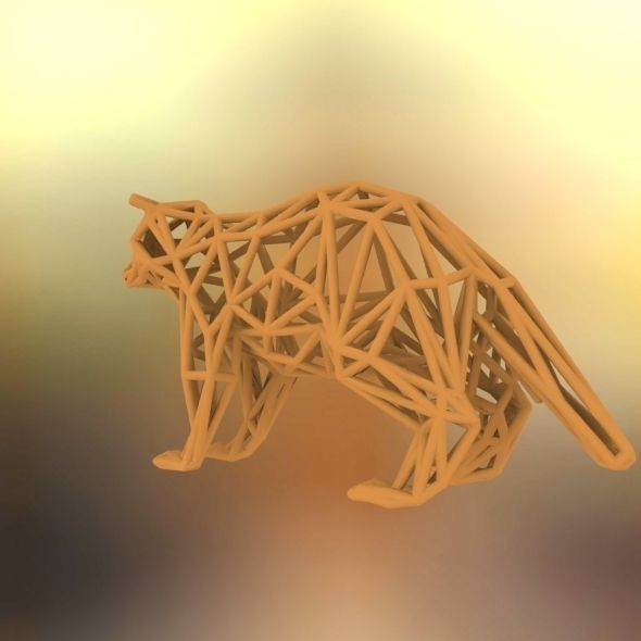 Racoon triangular sculpture 3D print model_44