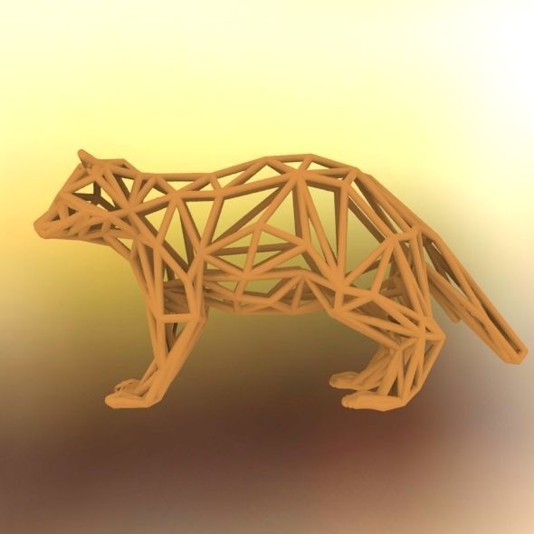 Racoon triangular sculpture 3D print model_46