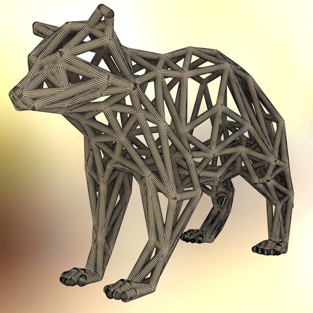 Racoon triangular sculpture 3D print model_7