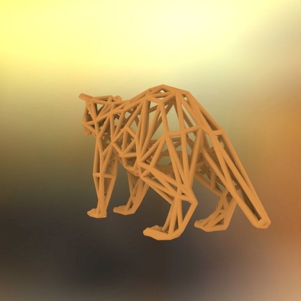 Racoon triangular sculpture 3D print model_43