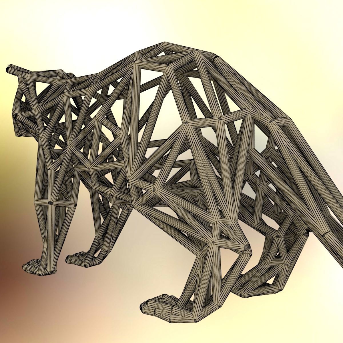 Racoon triangular sculpture 3D print model_8