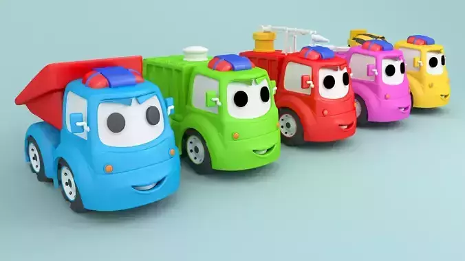 Cartoon car construction vehicles
