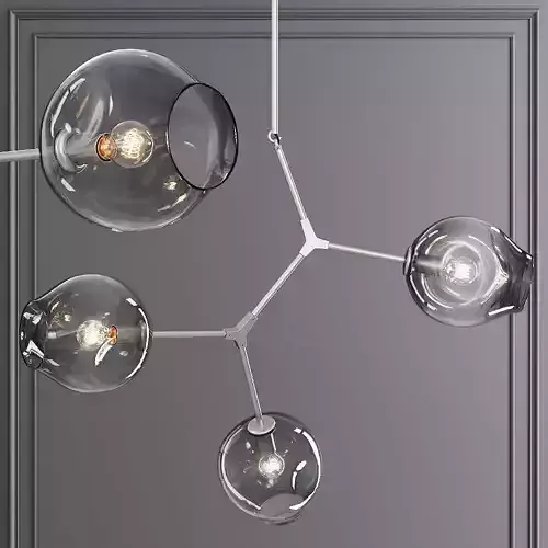 3-globe Branching Bubble Satin Nickel and Gray Glass