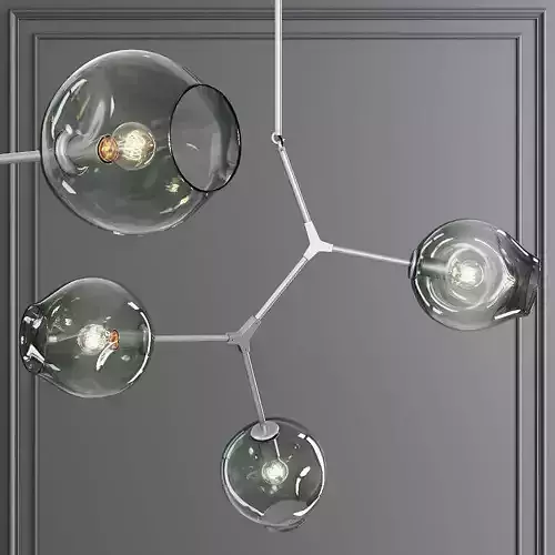 3-globe Branching Bubble Satin Nickel and Dark Green Glass