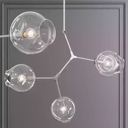 3-globe Branching Bubble Satin Nickel and Clear Glass