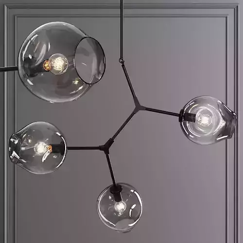 3-globe Branching Bubble Oil-rubbed Bronze and Gray Glass