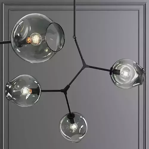 3-globe Branching Bubble Oil-rubbed Bronze and Dark Green Glass