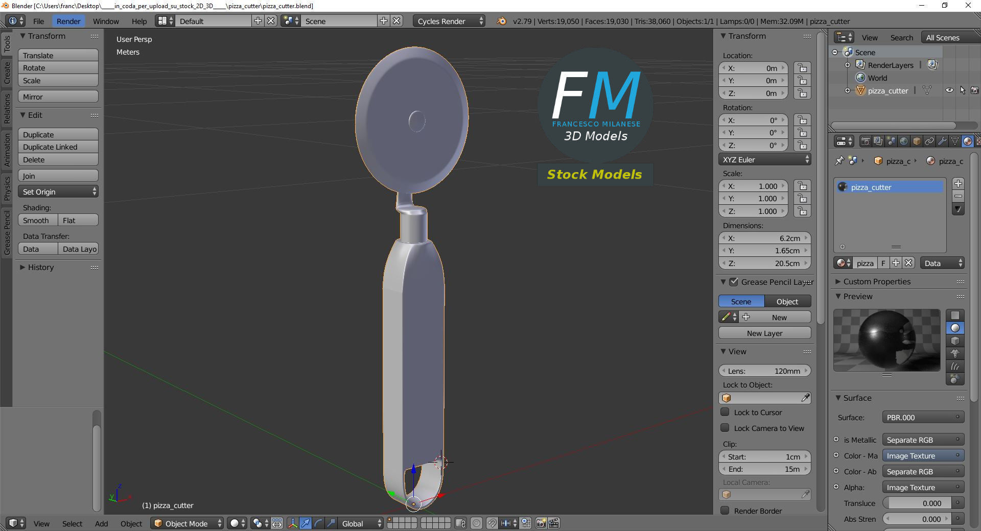 Pizza cutter 3D model_9