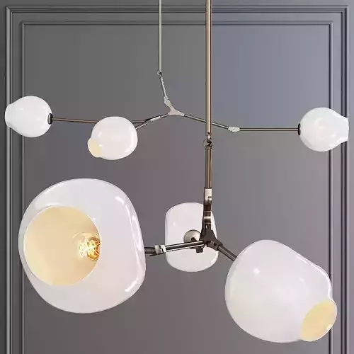 3-globe Branching Bubble Vintage Brass and White Glass