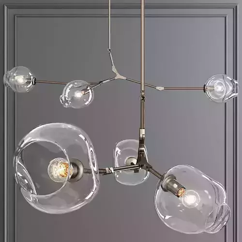 3-globe Branching Bubble Vintage Brass and Clear Glass