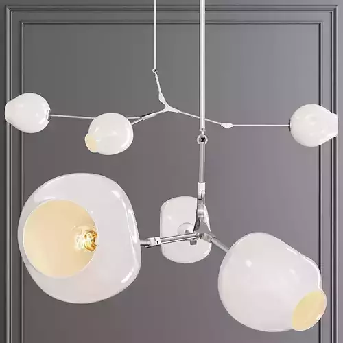 3-globe Branching Bubble Satin Nickel and White Glass