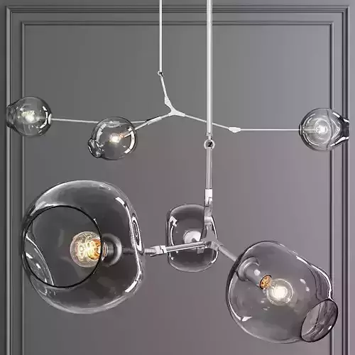 3-globe Branching Bubble Satin Nickel and Gray Glass