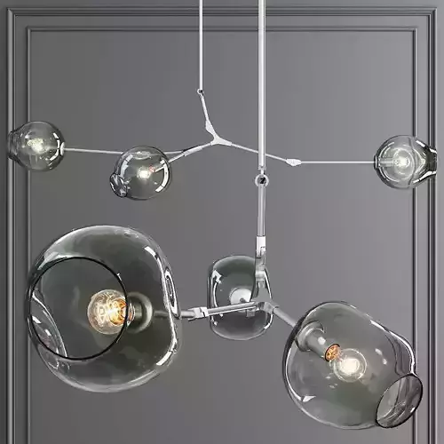 3-globe Branching Bubble Satin Nickel and Dark Green Glass
