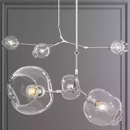 3-globe Branching Bubble Satin Nickel and Clear Glass