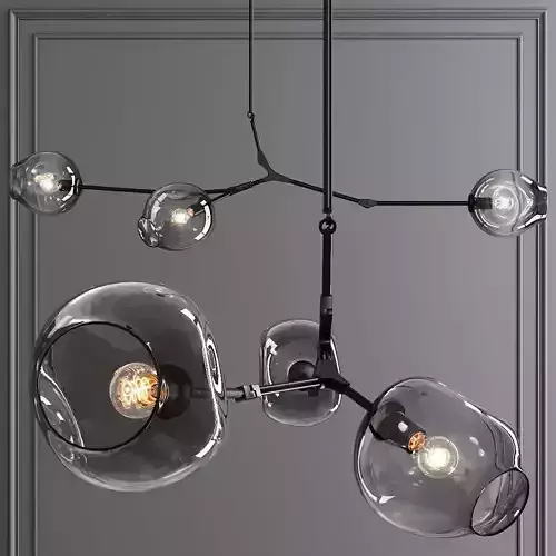3-globe Branching Bubble Oil-rubbed Bronze and Gray Glass