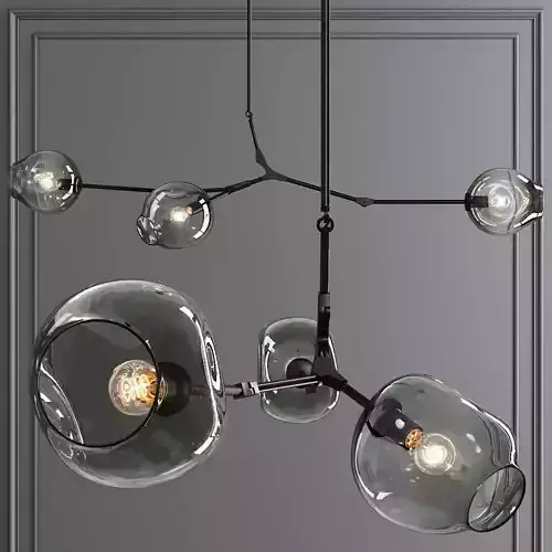 3-globe Branching Bubble Oil-rubbed Bronze and Dark Green Glass