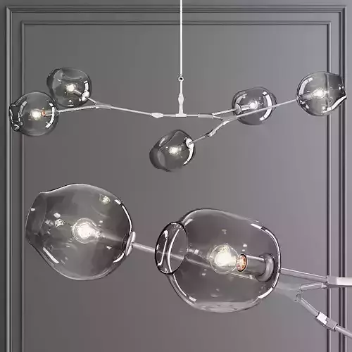 5-globe Branching Bubble Satin Nickel and Gray Glass