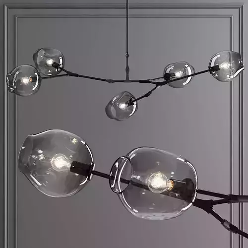 5-globe Branching Bubble Oil-rubbed Bronze and Gray Glass