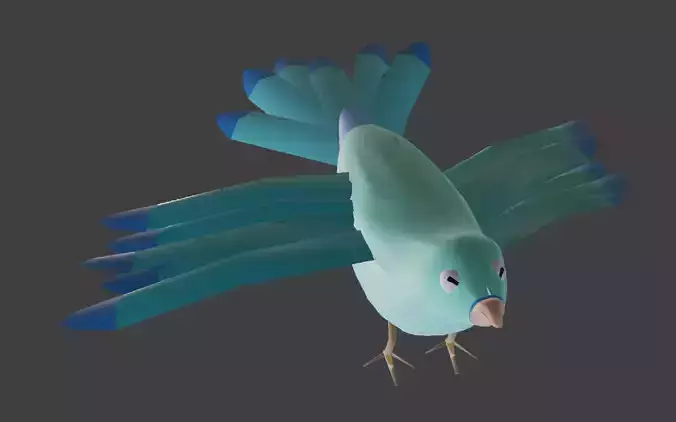 Indian Neelkanth bird 3D lowpoly