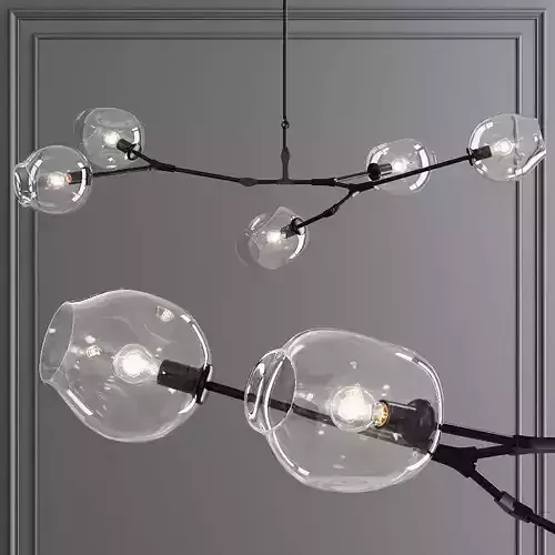 5-globe Branching Bubble Oil-rubbed Bronze and Clear Glass