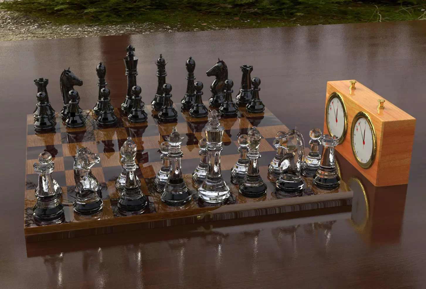 chess and garde chessclock 3D model_0